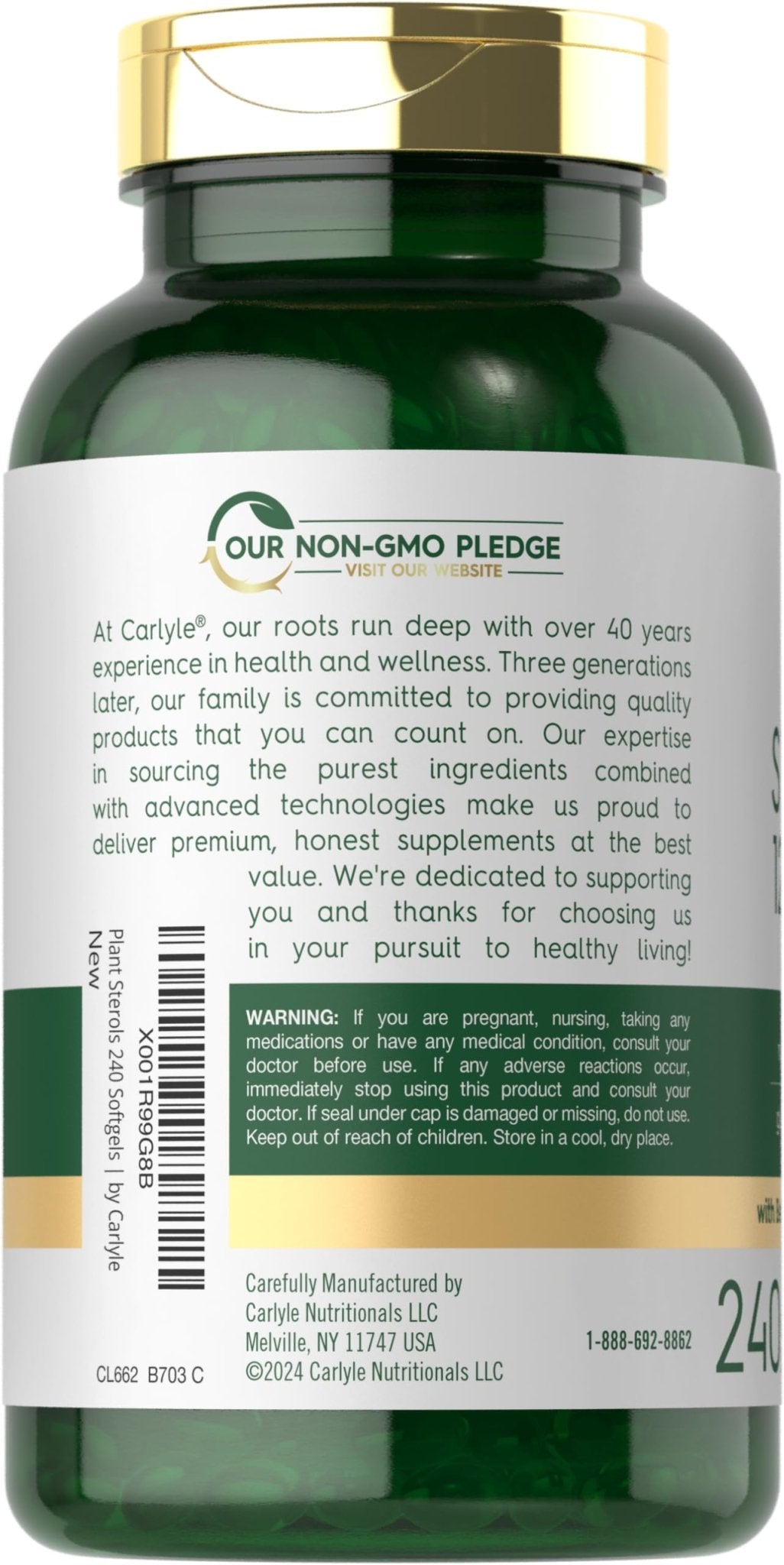 Carlyle Plant Sterols Supplement 1200 mg | 240 Softgels | with Beta Sitosterol | Non-GMO & Gluten Free - PrimeBioHealth - canada supplements