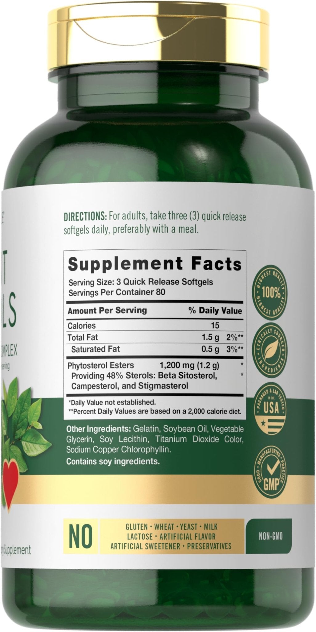 Carlyle Plant Sterols Supplement 1200 mg | 240 Softgels | with Beta Sitosterol | Non-GMO & Gluten Free - PrimeBioHealth - canada supplements