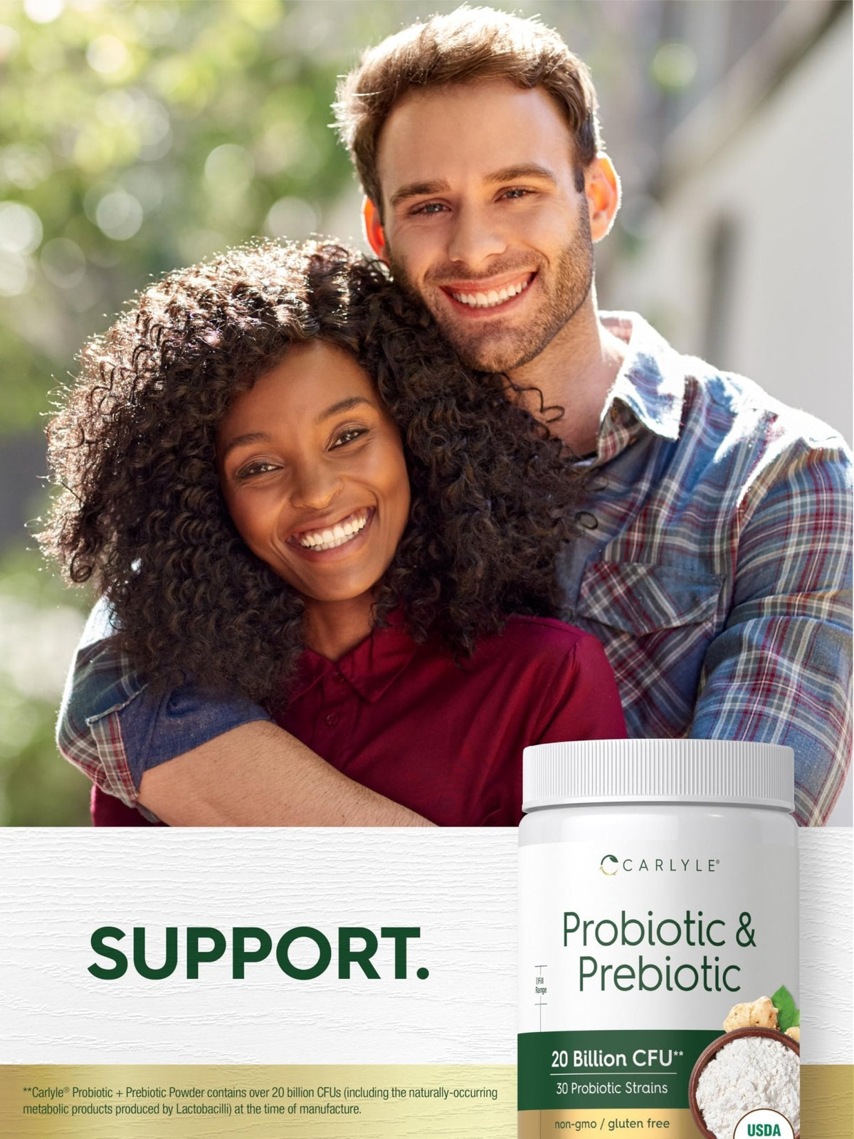 Carlyle Probiotic and Prebiotic Powder | 20 Billion CFU | 4.76 oz | Organic Fiber Blend | for Women and Men | Vegetarian, Non-GMO, - PrimeBioHealth - canada supplements