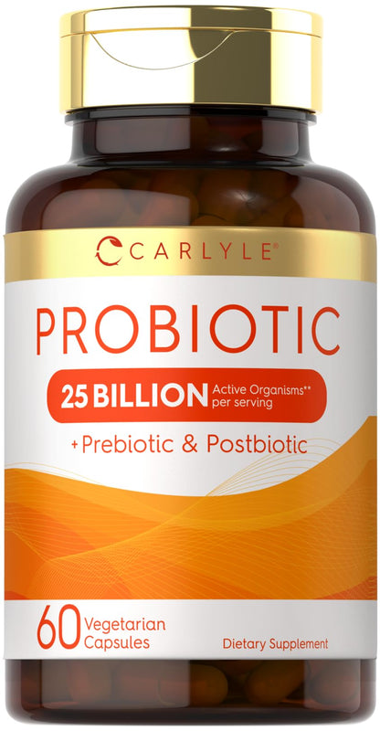 Carlyle Probiotic with Prebiotics & Postbiotics | 25 Billion CFU | 60 Capsules | Supplement for Women & Men | Powder Pills - PrimeBioHealth - canada supplements