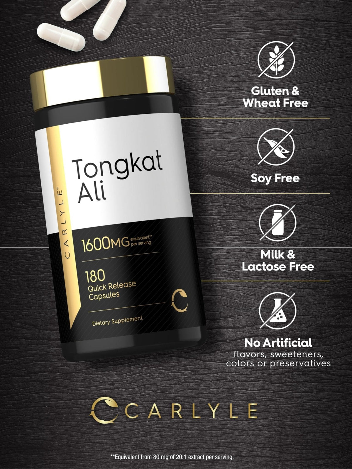 Carlyle Tongkat Ali | 180 Quick Release Capsules | Non-GMO and Gluten Free Supplement - PrimeBioHealth - canada supplements