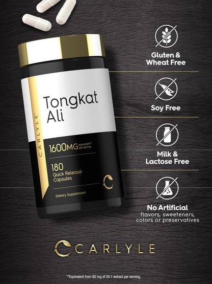 Carlyle Tongkat Ali | 180 Quick Release Capsules | Non-GMO and Gluten Free Supplement - PrimeBioHealth - canada supplements