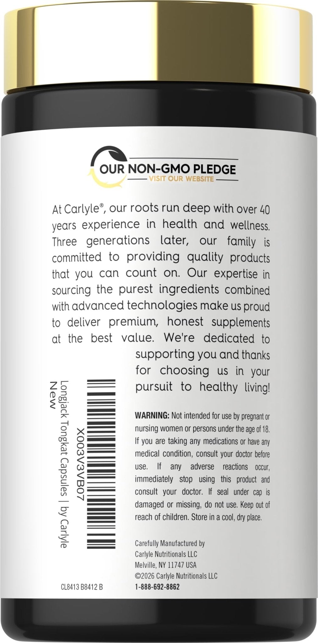 Carlyle Tongkat Ali | 180 Quick Release Capsules | Non-GMO and Gluten Free Supplement - PrimeBioHealth - canada supplements