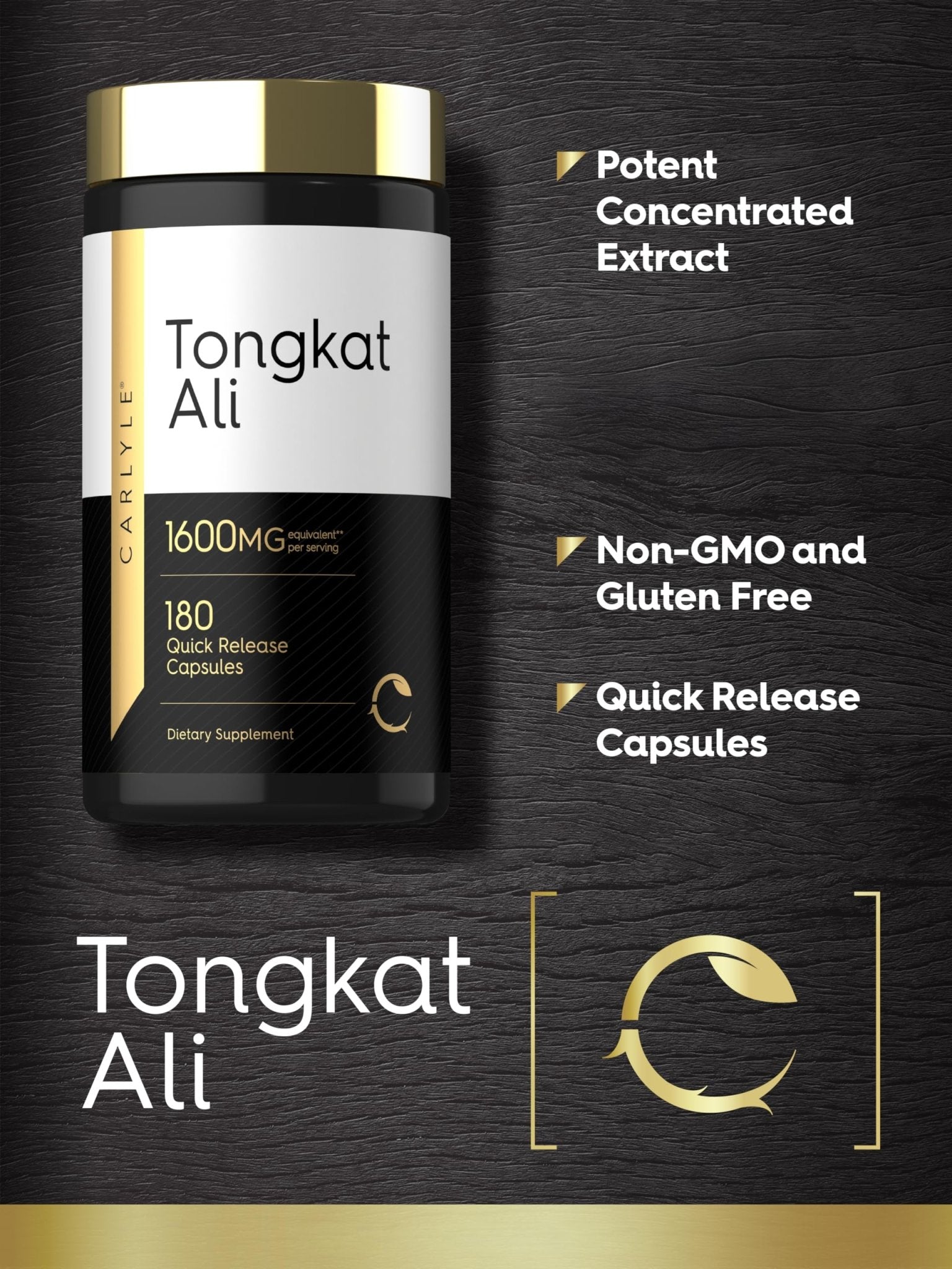 Carlyle Tongkat Ali | 180 Quick Release Capsules | Non-GMO and Gluten Free Supplement - PrimeBioHealth - canada supplements
