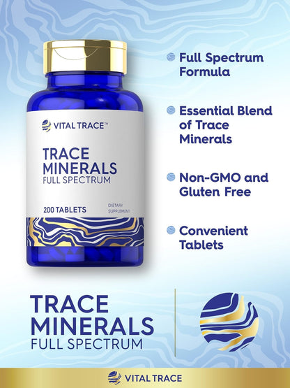 Carlyle Trace Minerals | 200 Tablets | Full Spectrum Supplement | Non-GMO & Gluten Free Complex | by Vital Trace - PrimeBioHealth - canada supplements