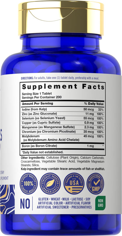 Carlyle Trace Minerals | 200 Tablets | Full Spectrum Supplement | Non-GMO & Gluten Free Complex | by Vital Trace - PrimeBioHealth - canada supplements