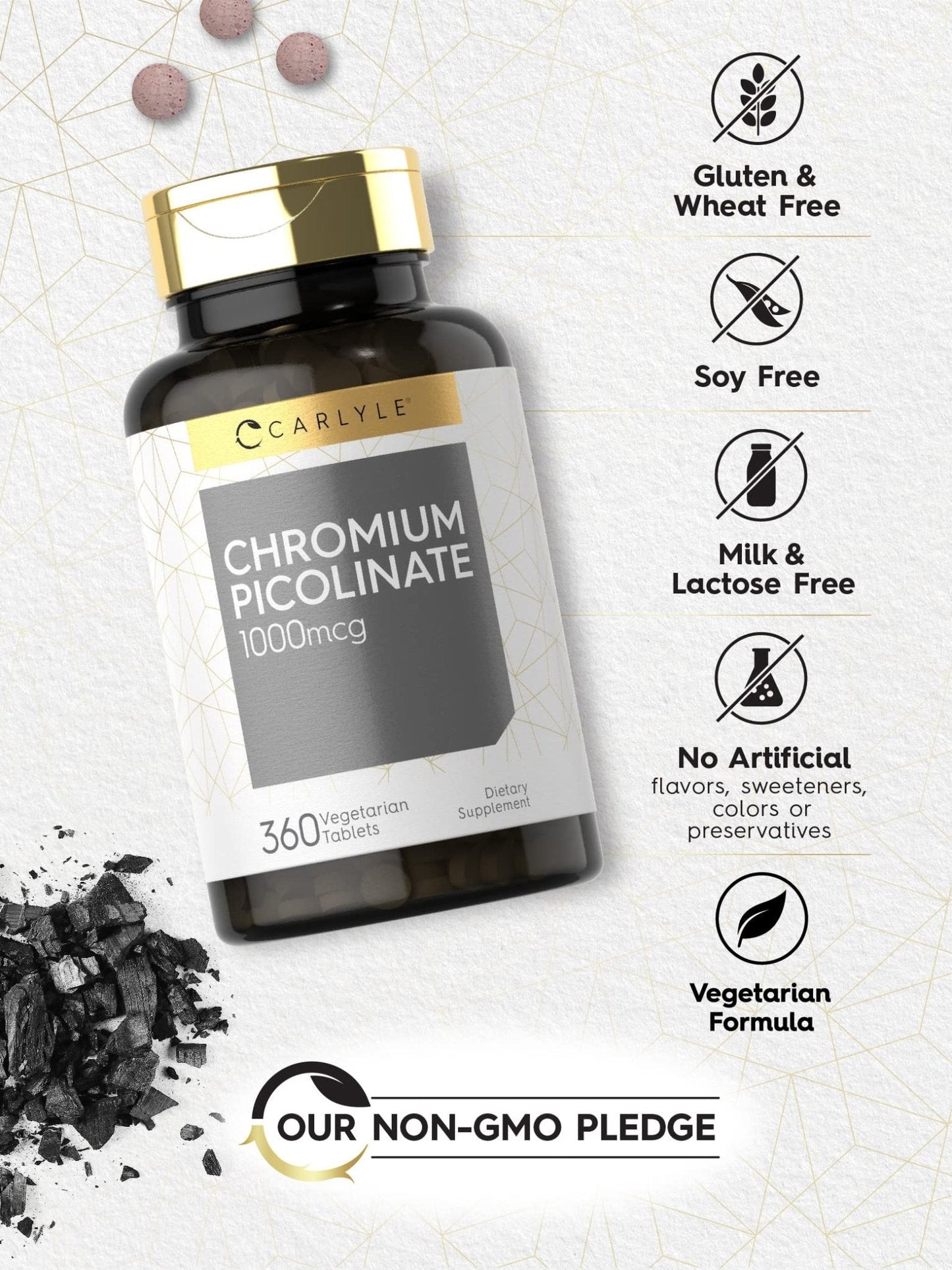 Carlyle Ultra Chromium Picolinate 1000mcg | 360 Tablets | Vegetarian, Non-GMO, Gluten Free - PrimeBioHealth - canada supplements