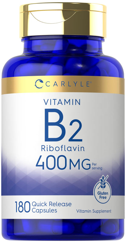 Carlyle Vitamin B-2 400mg | 180 Count | Non-GMO, Gluten Free Supplement | B2 Riboflavin - PrimeBioHealth - canada supplements