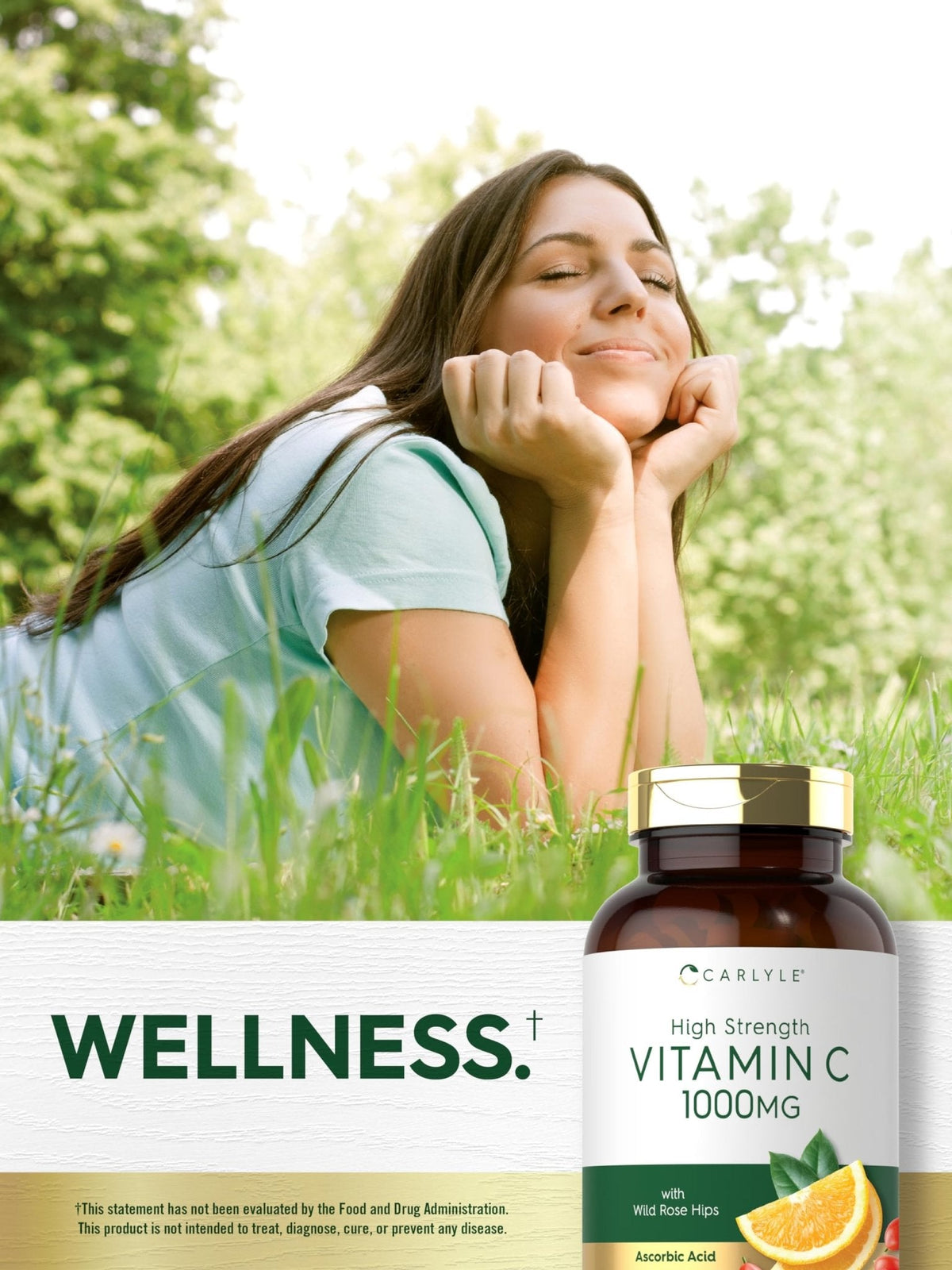 Carlyle Vitamin C 1000mg | 300 Vegetarian Caplets | Ascorbic Acid with Wild Rose Hips | High Strength Formula - PrimeBioHealth - canada supplements