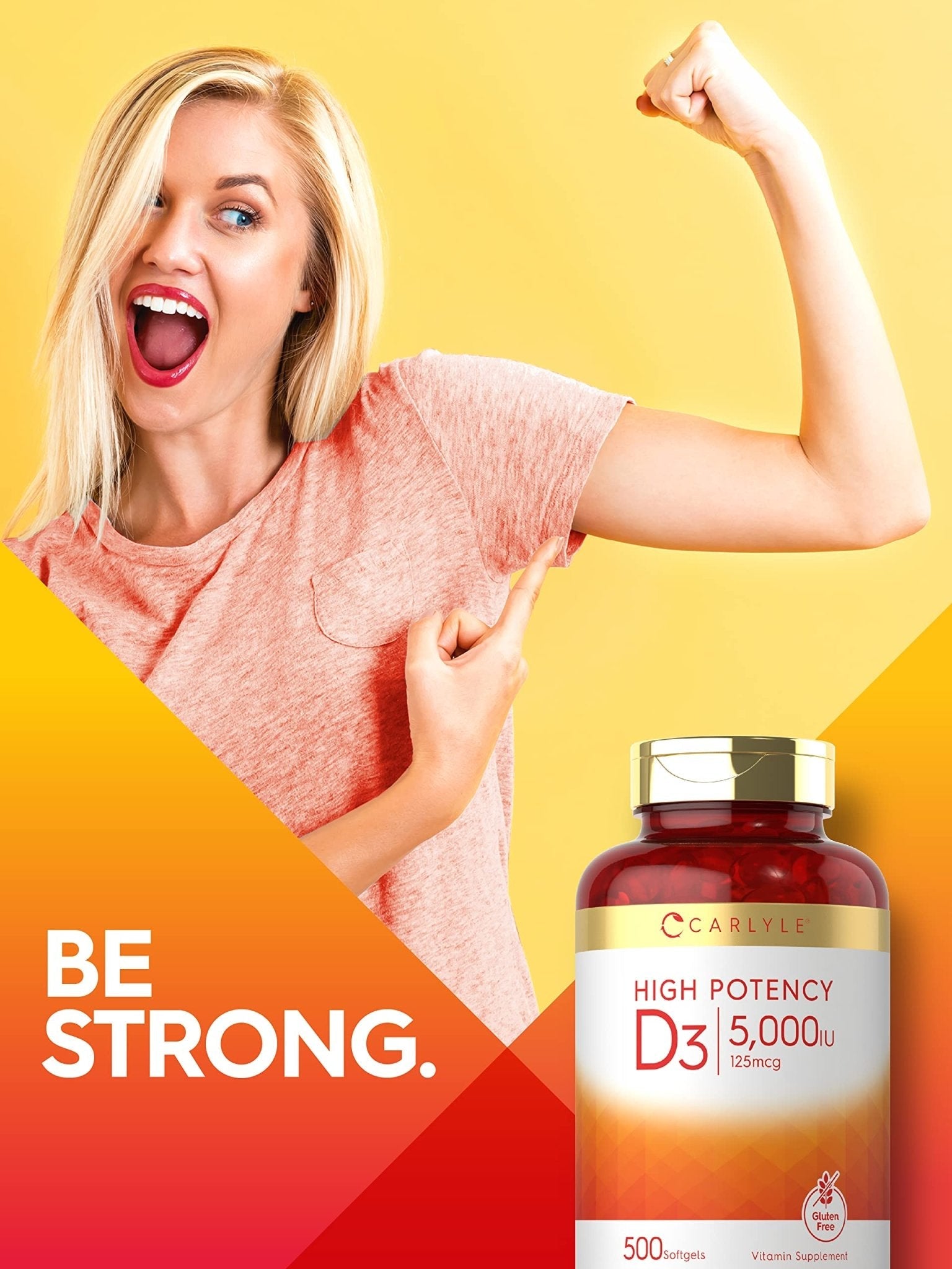 Carlyle Vitamin D3 5000 IU Softgels | 500 Count | Value Size | Non-GMO and Gluten Free Supplement | High Potency Formula | 125mcg - PrimeBioHealth - canada supplements