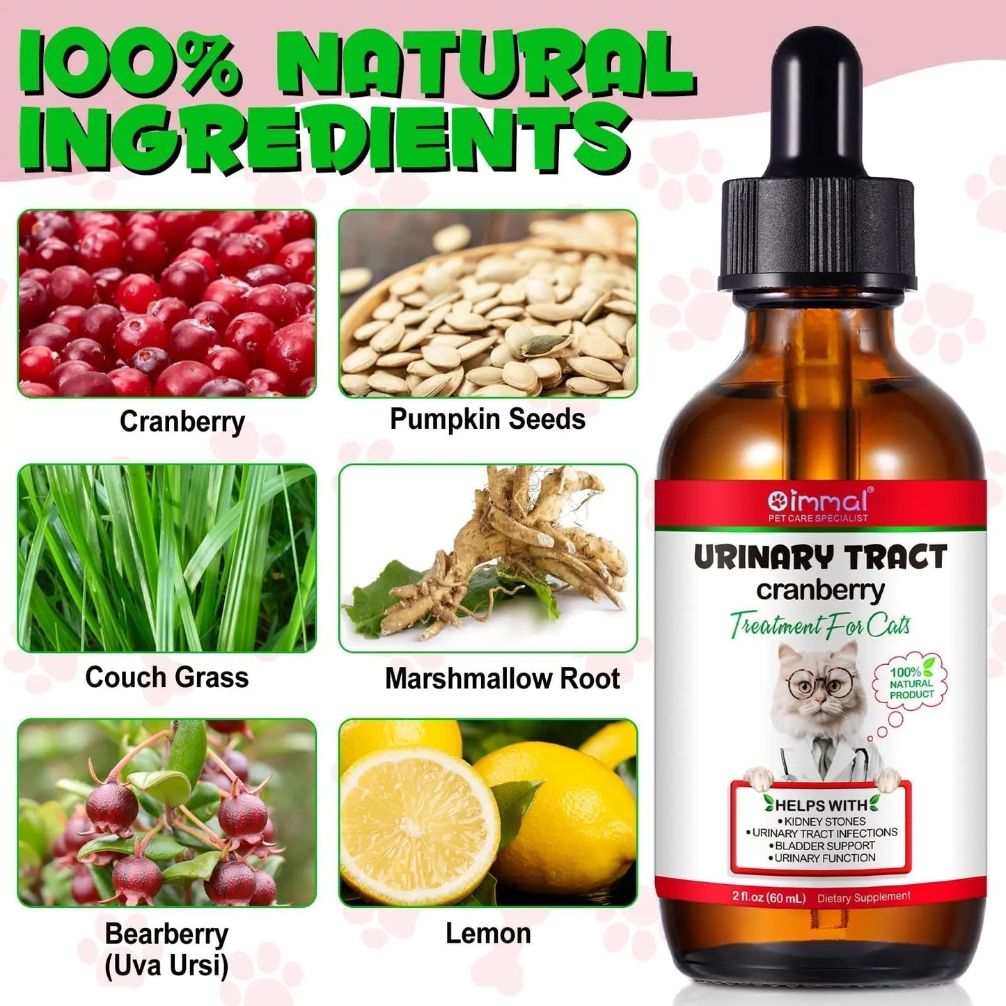 Cat Urinary Tract Infection Treatment, Cat UTI Treatment Drops Supports Bladder, Kidney Stone, Cranberry Kidney Bladder Support Supplement, Chicken Flavor, 60ml - PrimeBioHealth - canada supplements