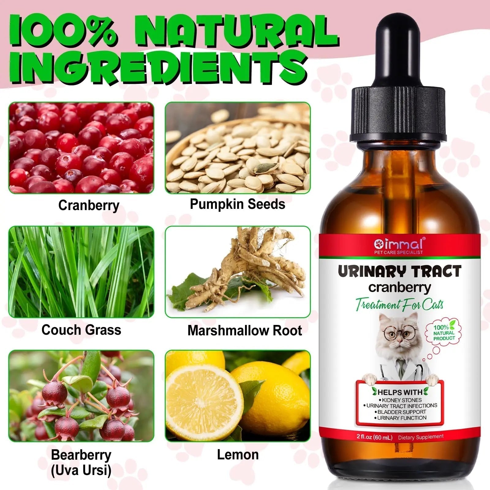 Cat Urinary Tract Infection Treatment, Cat UTI Treatment Drops Supports Bladder, Kidney Stone, Cranberry Kidney Bladder Support Supplement, Chicken Flavor, 60ml - PrimeBioHealth - canada supplements