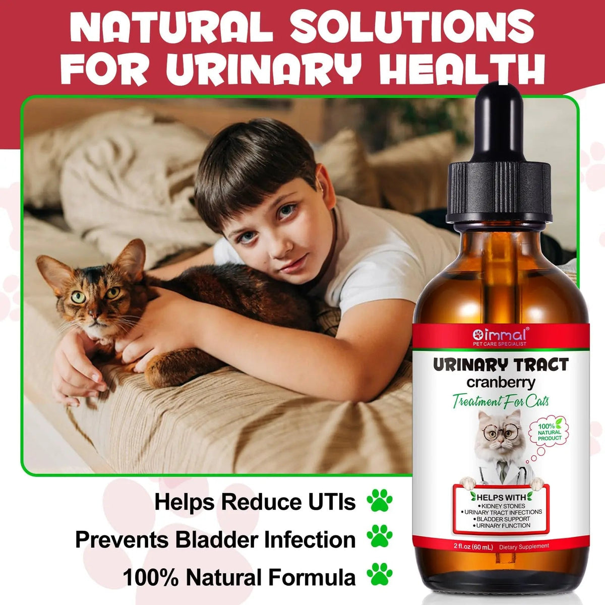 Cat Urinary Tract Infection Treatment, Cat UTI Treatment Drops Supports Bladder, Kidney Stone, Cranberry Kidney Bladder Support Supplement, Chicken Flavor, 60ml - PrimeBioHealth - canada supplements