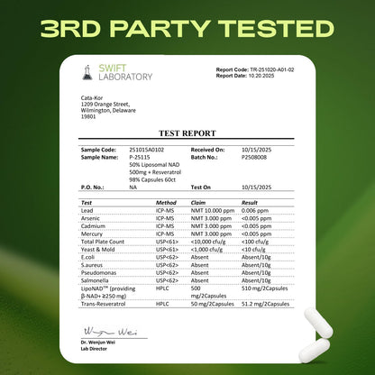 Cata-Kor Liposomal NAD Resveratrol Supplement – NMN Supplement Alternative – Third-Party Tested – Advanced NAD Supplement - PrimeBioHealth - canada supplements