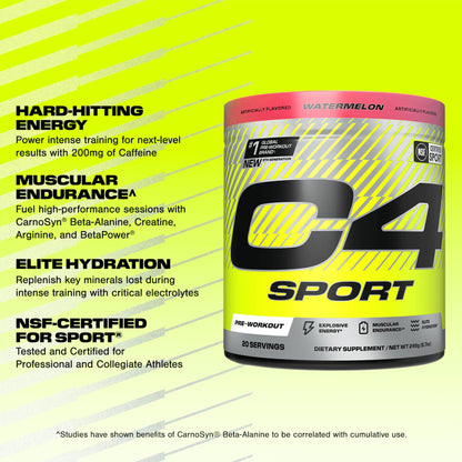 Cellucor C4 Sport Pre Workout Powder - NSF Certified for Sport - Elite Hydration - 200mg Caffeine + Creatine + Beta-Alanine - PrimeBioHealth - canada supplements