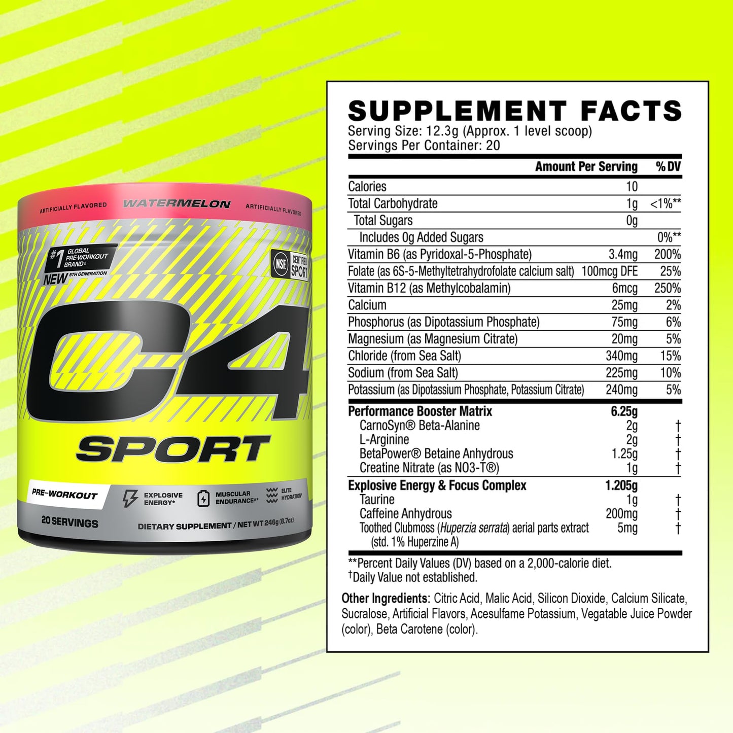 Cellucor C4 Sport Pre Workout Powder - NSF Certified for Sport - Elite Hydration - 200mg Caffeine + Creatine + Beta-Alanine - PrimeBioHealth - canada supplements