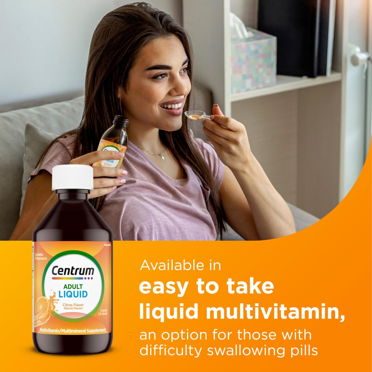 Centrum Liquid Multivitamin for Adults, Multivitamin/Multimineral Supplement with B Vitamins and Antioxidants, Citrus Flavor - 8 Fl Oz - PrimeBioHealth - canada supplements