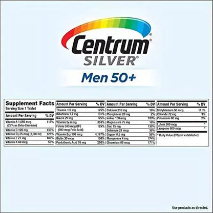 Centrum Men 50+ Multivitamin Tablet Age 50 and Older 275ct - PrimeBioHealth - canada supplements
