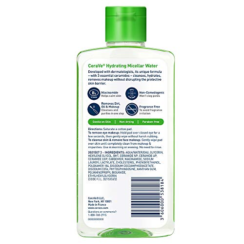 CeraVe Micellar Water, Hydrating Facial Cleanser & Eye Makeup Remover with Niacinamide, Ceramides & Glycerin - PrimeBioHealth - canada supplements