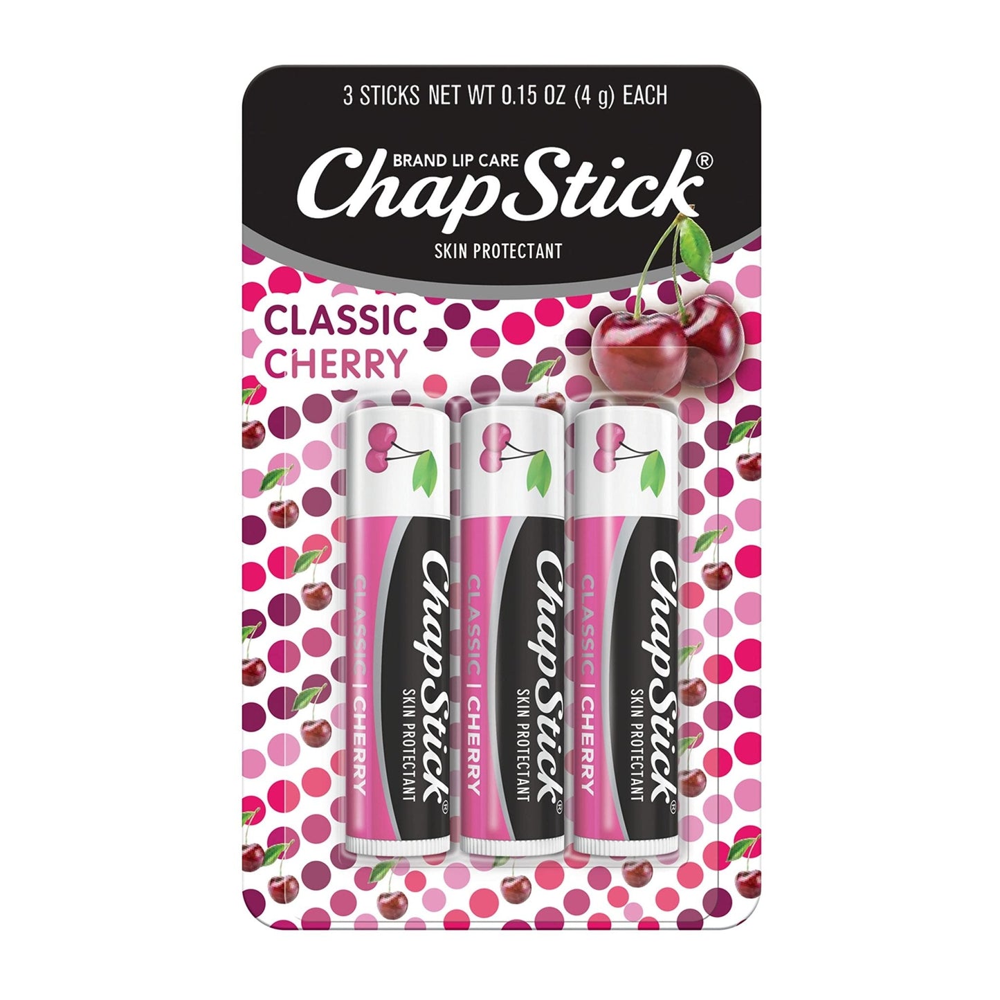 ChapStick Classic Skin Protectant Flavored Lip Balm Tube, Cherry Flavor, 0.15 Ounce (Pack of 3) - PrimeBioHealth - canada supplements