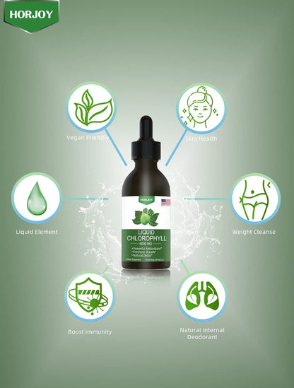 Chlorophyll Liquid Drops - 100% Natural Energy Booster and Immune Support - Internal Deodorant and Detox - Altitude Sickness Relief - Fast Absorption - PrimeBioHealth - canada supplements