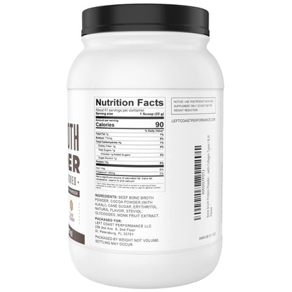 Chocolate Bone Broth Protein Powder - 100% Grass Fed Beef Bone Broth with 16g Protein & 13g Collagen per Serving - Great for Shakes & Hot Chocolate - Keto Friendly Low Carb - PrimeBioHealth - canada supplements