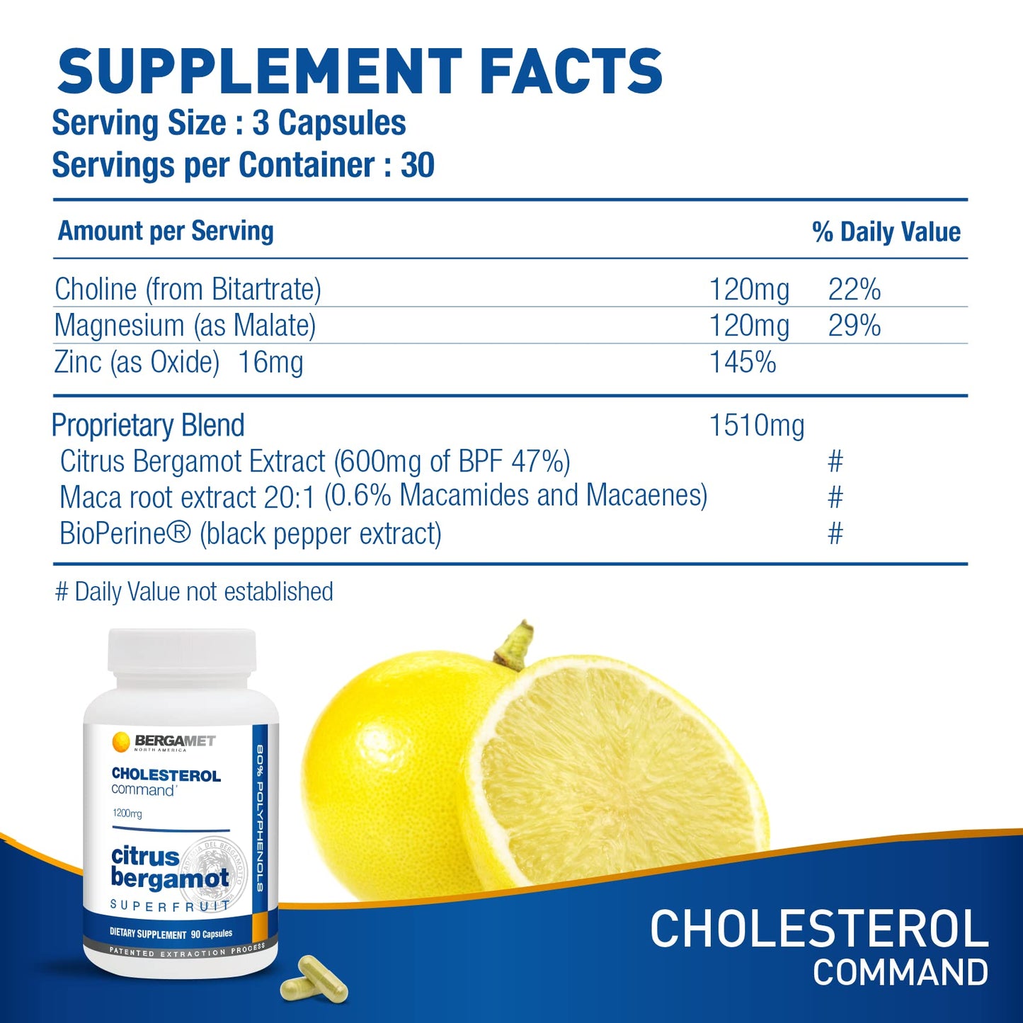 Cholesterol Command, Citrus Bergamot SuperFruit Supplement, 47% Bergamot Polyphenol Fraction (BPF) Patented Formula, - PrimeBioHealth - canada supplements