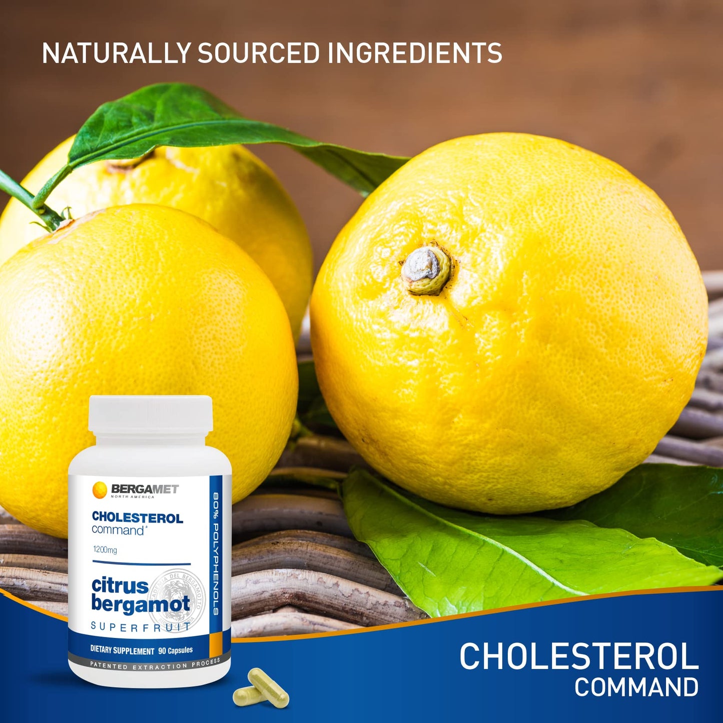 Cholesterol Command, Citrus Bergamot SuperFruit Supplement, 47% Bergamot Polyphenol Fraction (BPF) Patented Formula, - PrimeBioHealth - canada supplements
