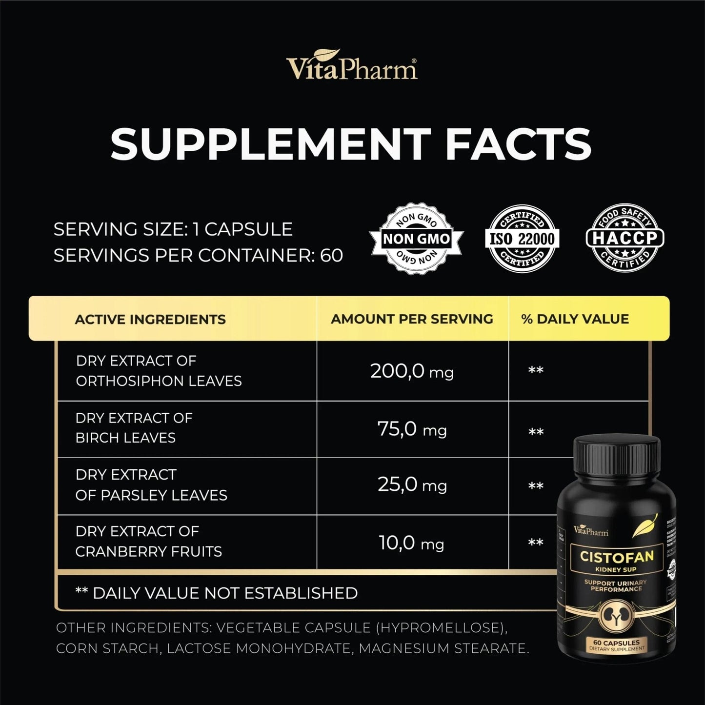 CISTOFAN Kidney Support Supplement – Herbal Formula with Java Tea, Birch Leaf, Parsley & Cranberry – Supports Urinary Tract & Kidney Function – Natural Diuresis – 60 Capsules – Non-GMO – Made in EU - PrimeBioHealth - canada supplements