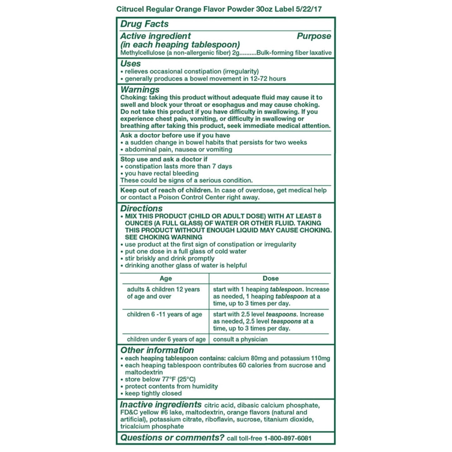 CITRUCEL Fiber Powder for Occasional Constipation Relief, Methylcellulose Fiber Powder, Orange Flavor - 30 Ounces - PrimeBioHealth - canada supplements
