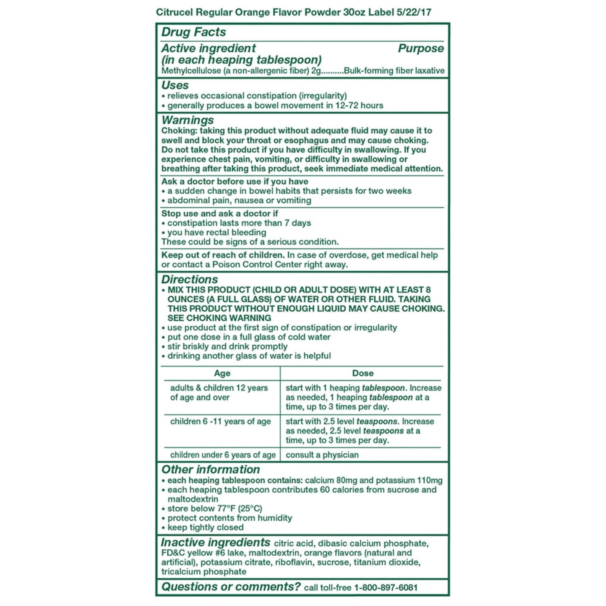 CITRUCEL Fiber Powder for Occasional Constipation Relief, Methylcellulose Fiber Powder, Orange Flavor - 30 Ounces - PrimeBioHealth - canada supplements