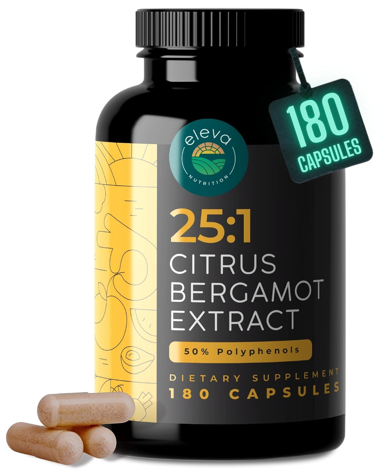 Citrus Bergamot Extract 1000mg Capsules — Natural 25:1 Citrus Bergamot Supplement with 50% Polyphenols Extract and Black Pepper - PrimeBioHealth - canada supplements