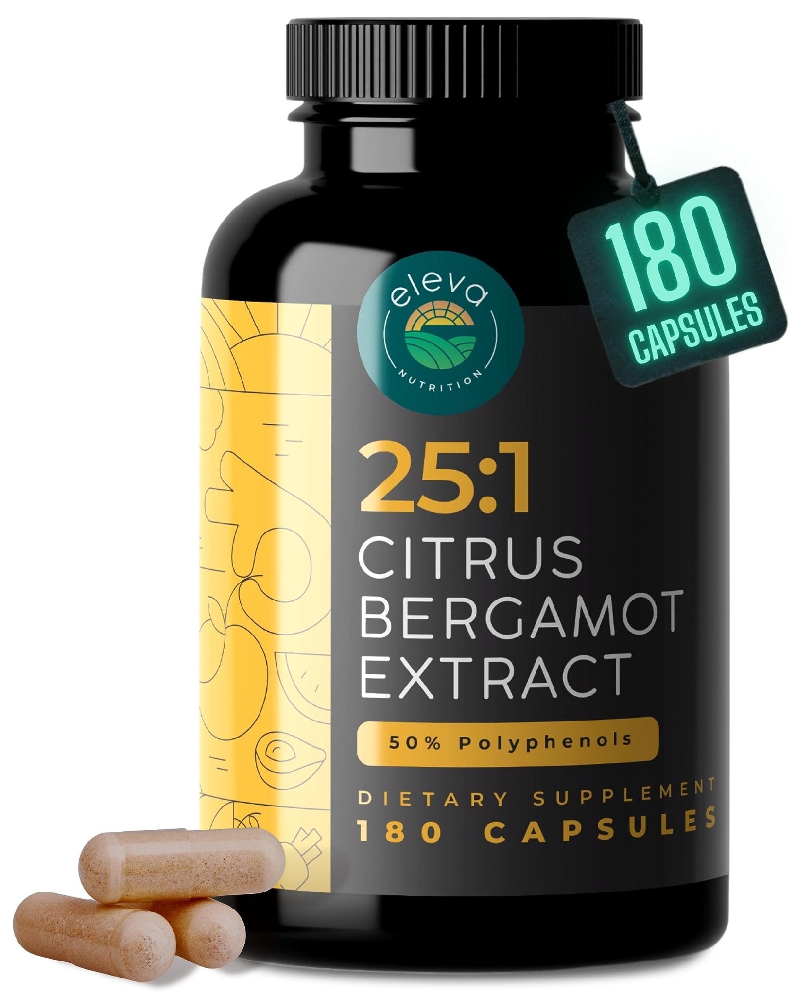 Citrus Bergamot Extract 1000mg Capsules — Natural 25:1 Citrus Bergamot Supplement with 50% Polyphenols Extract and Black Pepper - PrimeBioHealth - canada supplements