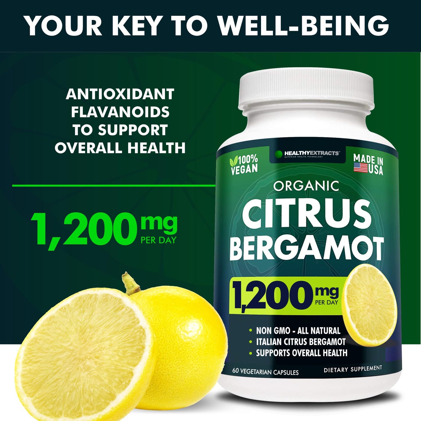 Citrus Bergamot Supplement – 150:1 Extract, 1200mg per Serving, 70% Polyphenols, Italian Sourced, 60 Count, 1 Month Supply, Made in the USA - PrimeBioHealth - canada supplements