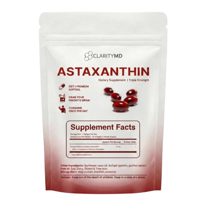 ClarityMD Astaxanthin 12mg Antioxidants Supplement – Natural Microalgae Source – Lipid-Based Softgel for Enhanced Absorption – Cognitive - PrimeBioHealth - canada supplements