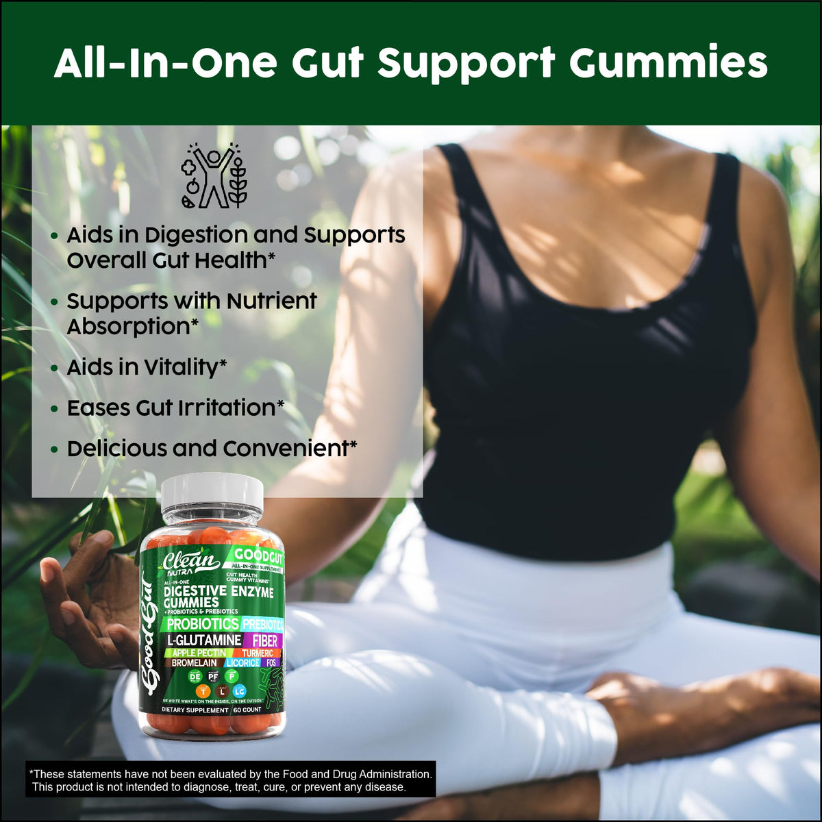 Clean Nutraceuticals Digestive Enzymes with Probiotics & Prebiotics for Digestive Health Gummies & L-Glutamine for Gut Health Bromelain Apple Pectin Inulin FOS Plant - PrimeBioHealth - canada supplements