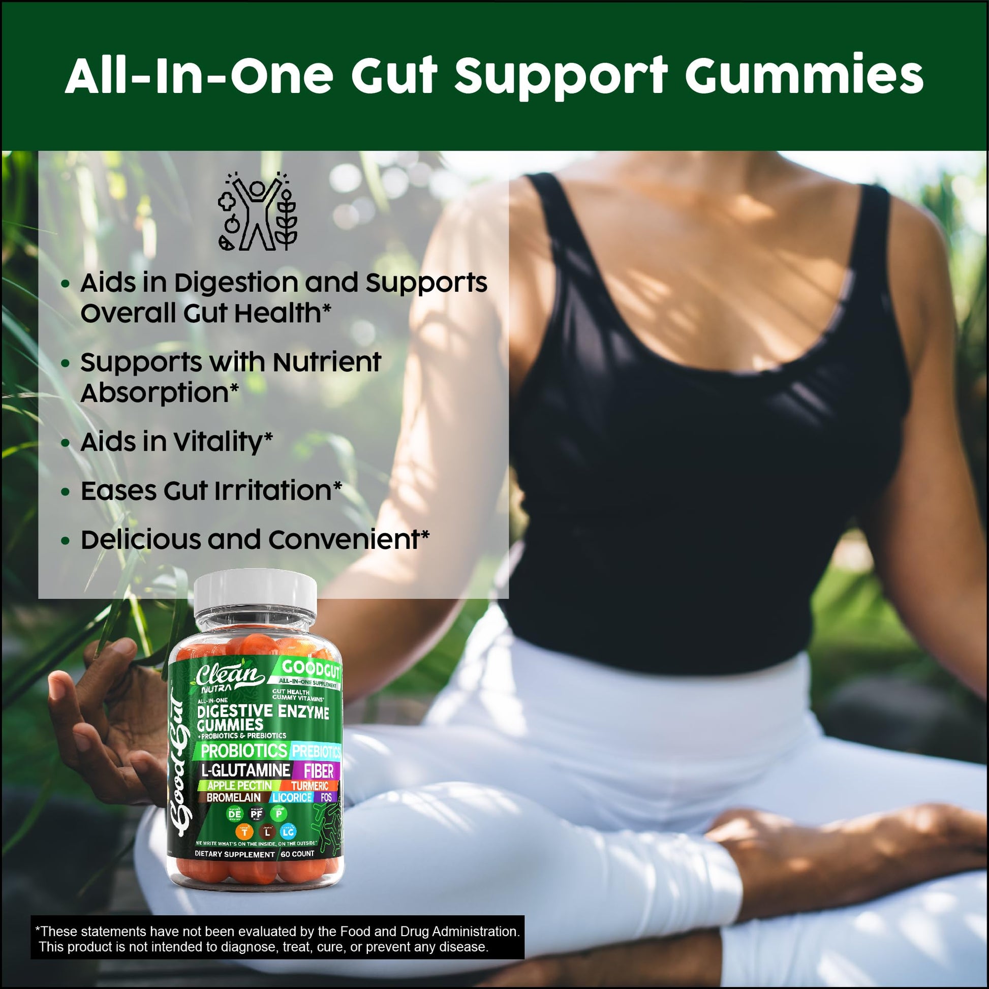 Clean Nutraceuticals Digestive Enzymes with Probiotics & Prebiotics for Digestive Health Gummies & L-Glutamine for Gut Health Bromelain Apple Pectin Inulin FOS Plant - PrimeBioHealth - canada supplements