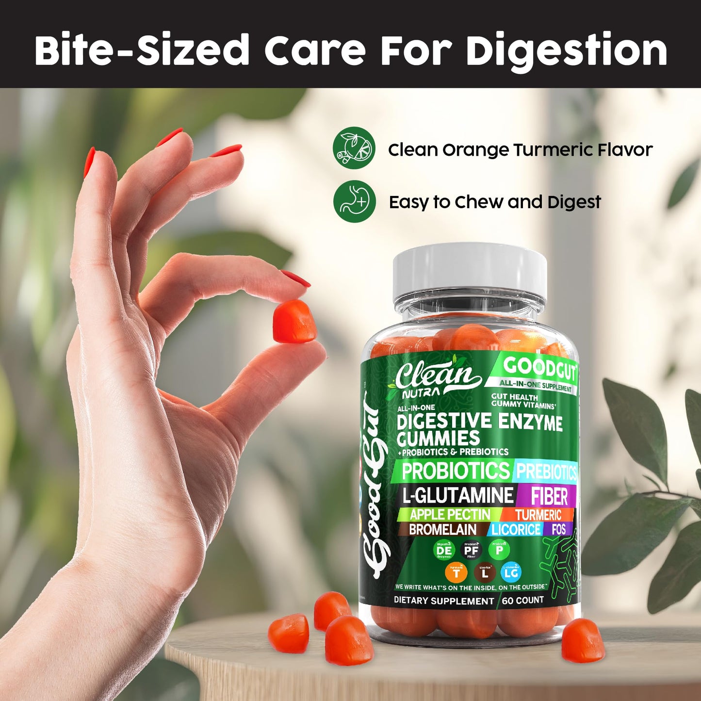 Clean Nutraceuticals Digestive Enzymes with Probiotics & Prebiotics for Digestive Health Gummies & L-Glutamine for Gut Health Bromelain Apple Pectin Inulin FOS Plant - PrimeBioHealth - canada supplements