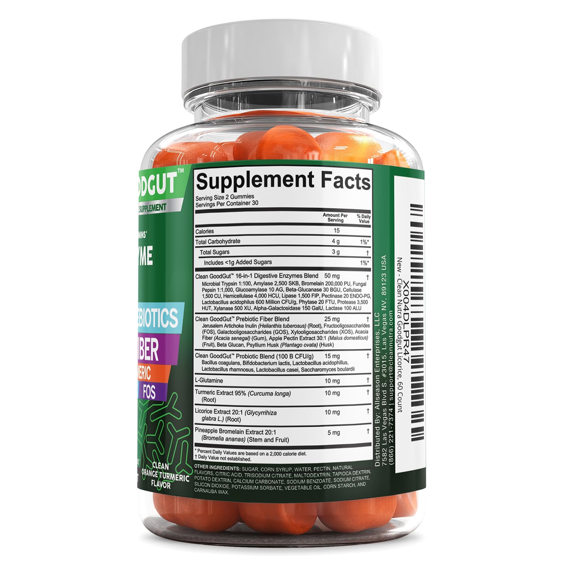Clean Nutraceuticals Digestive Enzymes with Probiotics & Prebiotics for Digestive Health Gummies & L-Glutamine for Gut Health Bromelain Apple Pectin Inulin FOS Plant - PrimeBioHealth - canada supplements