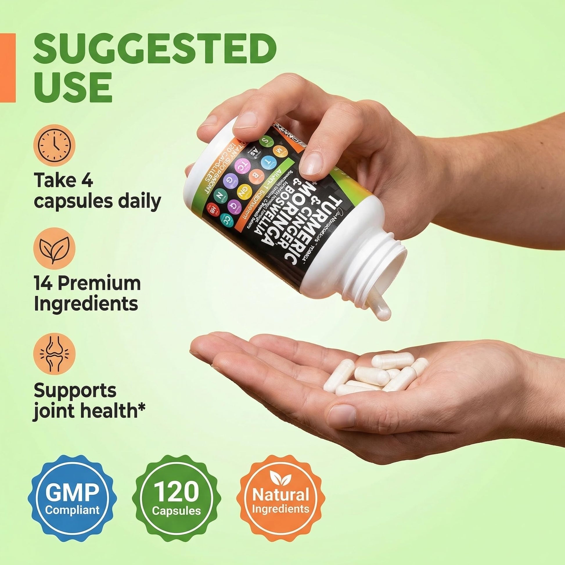 Clean Nutraceuticals Turmeric Moringa Supplement | Ginger Boswellia Saffron - Supplement for Women and Men with Ceylon Cinnamon - PrimeBioHealth - canada supplements