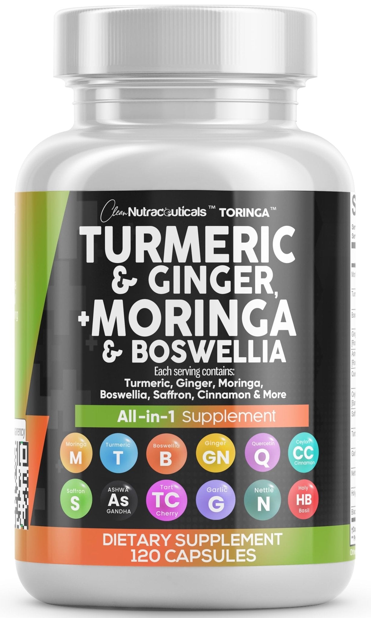 Clean Nutraceuticals Turmeric Moringa Supplement | Ginger Boswellia Saffron - Supplement for Women and Men with Ceylon Cinnamon - PrimeBioHealth - canada supplements