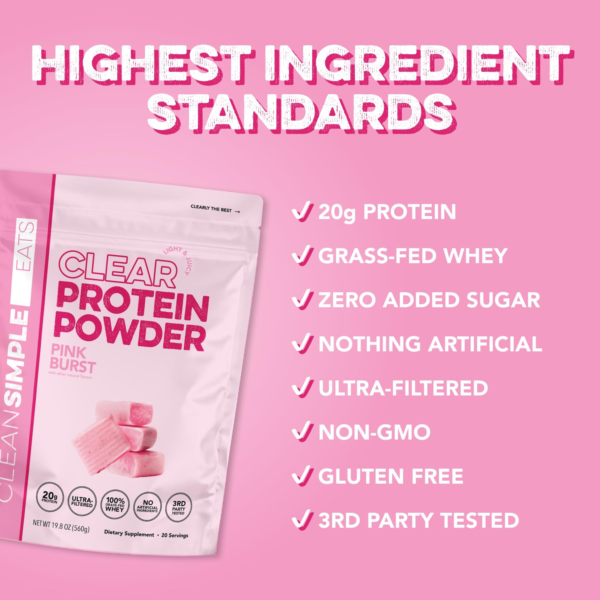 Clean Simple Eats Clear Protein Drinks, 20G Grass Fed Whey Protein Isolate, Ultra Filtered, Light & Refreshing Beverage, Low Lactose, No Artificial Ingredients, - PrimeBioHealth - canada supplements