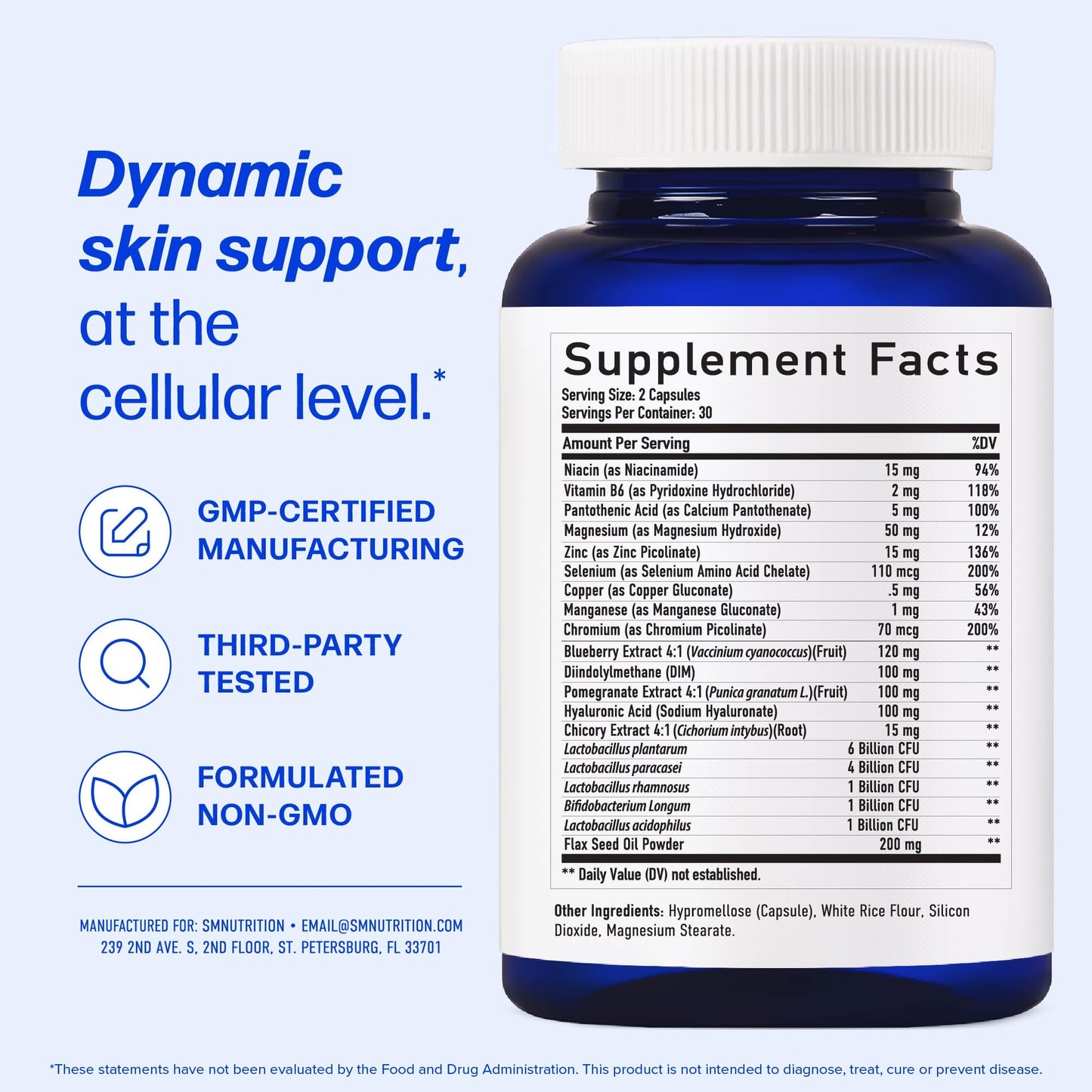 Clear Skin Supplement with Zinc, DIM & Probiotics | 3-in-1 Balance, Glow & Health Skin Support | Triple Action Hyaluronic Acid, Niaciminide & Vitamins for Hormone - PrimeBioHealth - canada supplements