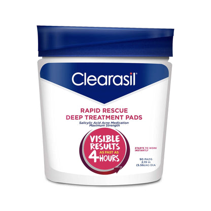 Clearasil Rapid Rescue Deep Treatment Acne Face Pads, Maximum Strenght with 2% Salicylic Acid Acne - PrimeBioHealth - canada supplements