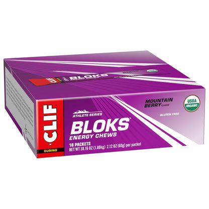 CLIF BLOKS - Mountain Berry Flavor - Energy Chews - Non-GMO - Plant Based - Fast Fuel for Cycling and Running - Quick Carbohydrates and Electrolytes - 2.12 oz. (18 Count) - PrimeBioHealth - canada supplements
