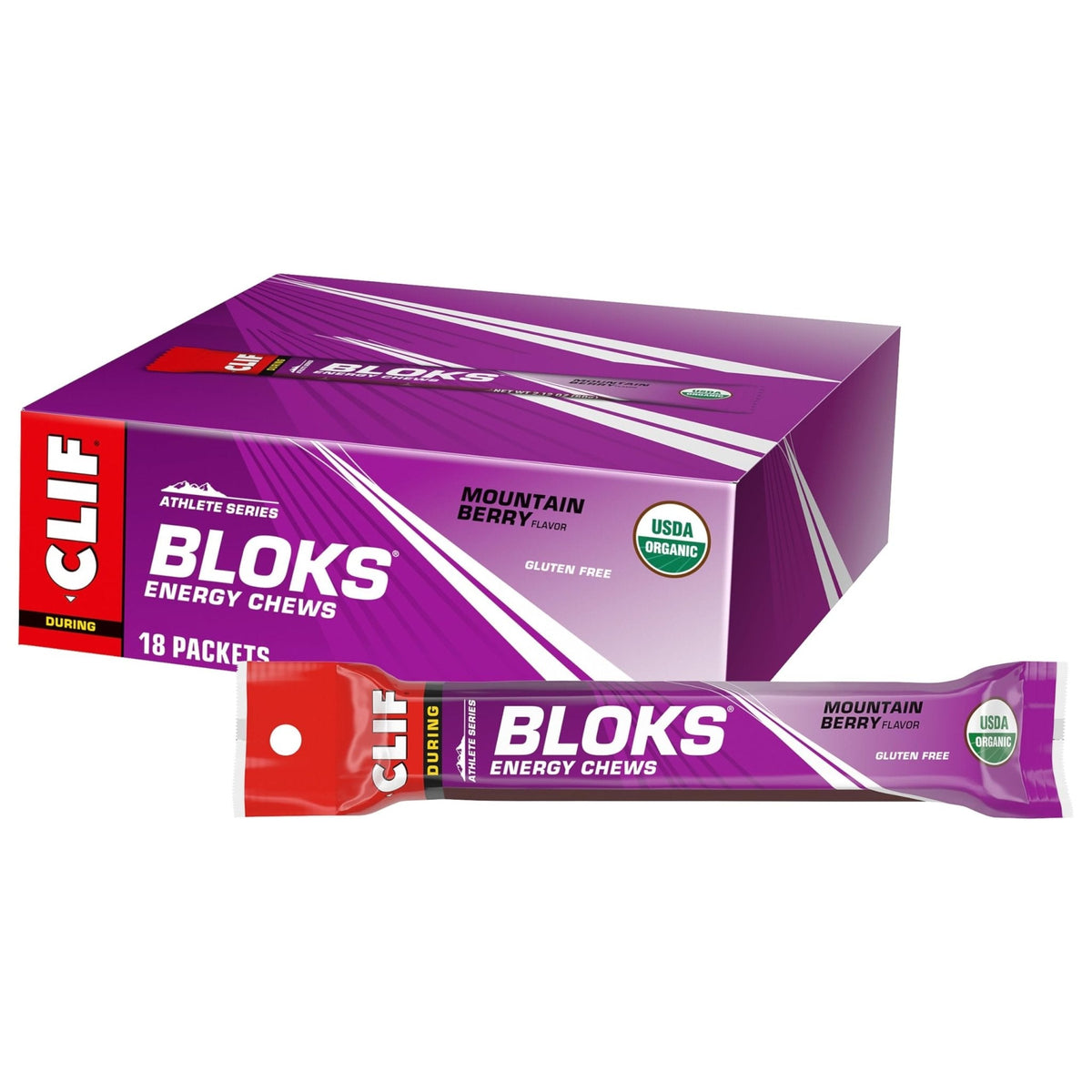 CLIF BLOKS - Mountain Berry Flavor - Energy Chews - Non-GMO - Plant Based - Fast Fuel for Cycling and Running - Quick Carbohydrates and Electrolytes - 2.12 oz. (18 Count) - PrimeBioHealth - canada supplements