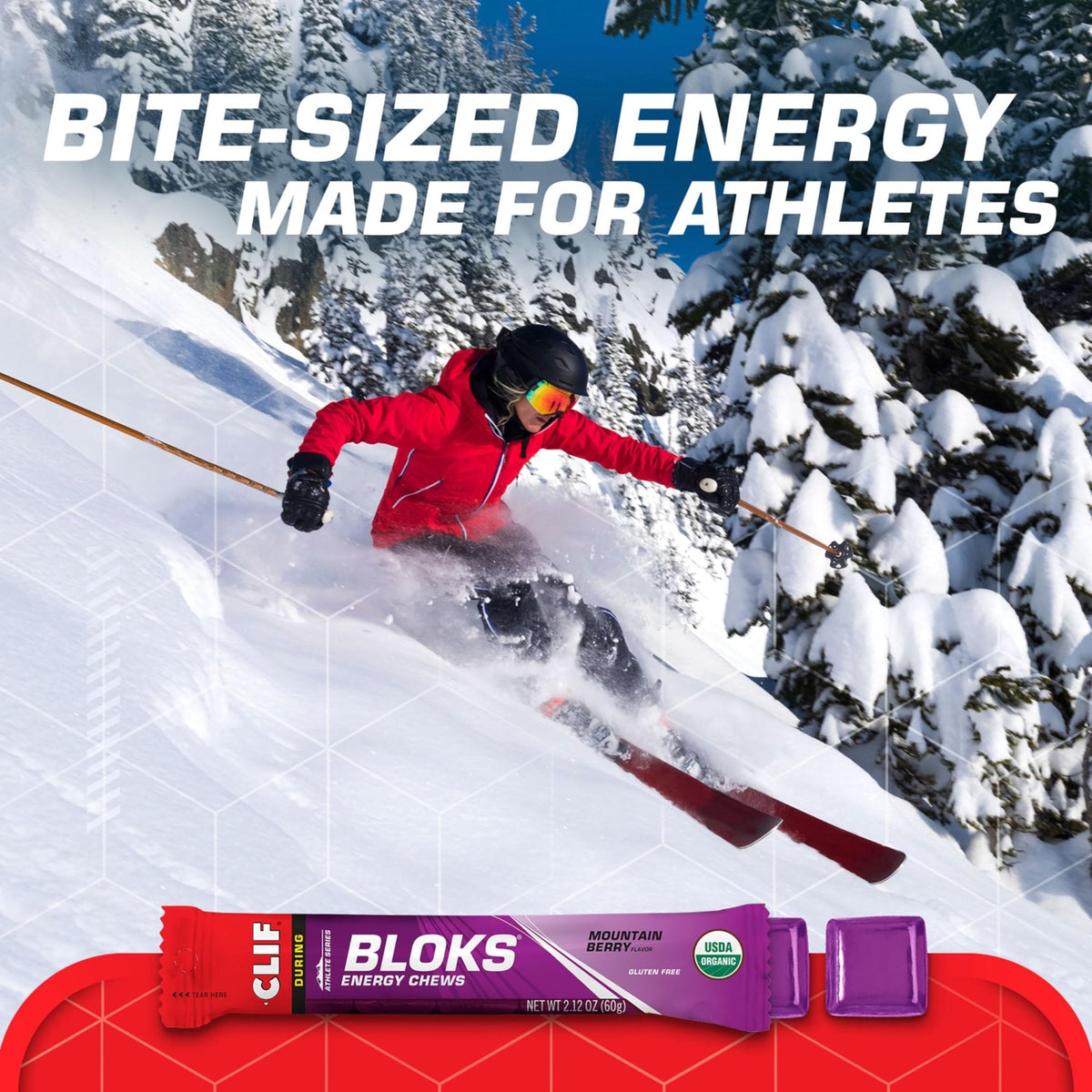 CLIF BLOKS - Mountain Berry Flavor - Energy Chews - Non-GMO - Plant Based - Fast Fuel for Cycling and Running - Quick Carbohydrates and Electrolytes - 2.12 oz. (18 Count) - PrimeBioHealth - canada supplements
