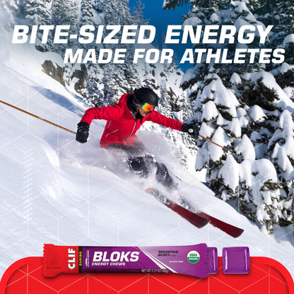 CLIF BLOKS - Mountain Berry Flavor - Energy Chews - Non-GMO - Plant Based - Fast Fuel for Cycling and Running - Quick Carbohydrates and Electrolytes - 2.12 oz. (18 Count) - PrimeBioHealth - canada supplements