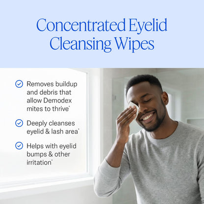 Cliradex Towelettes - Natural Face, Eyelash & Eyelid Cleanser - Wipes for Demodex, Blepharitis, Mgd and Red Irritated Eye Lid - PrimeBioHealth - canada supplements