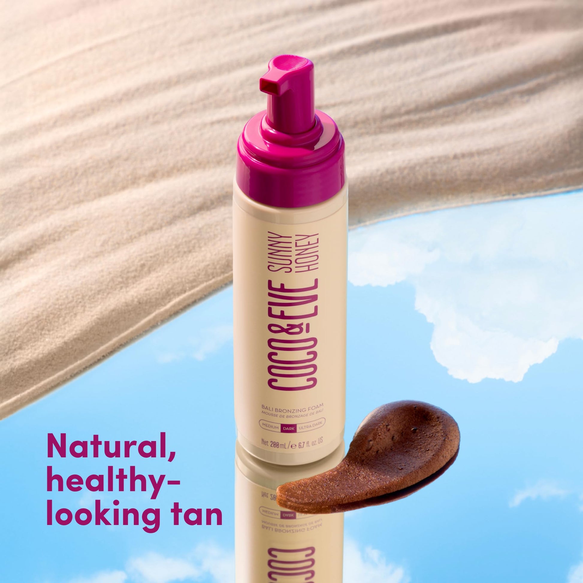 Coco & Eve Sunny Honey Self Tanner Foam - (Medium) Fast Drying, Streak-Free Sunless Tanning Mousse, Tropically Scented Lightweight Natural Looking Tan - PrimeBioHealth - canada supplements